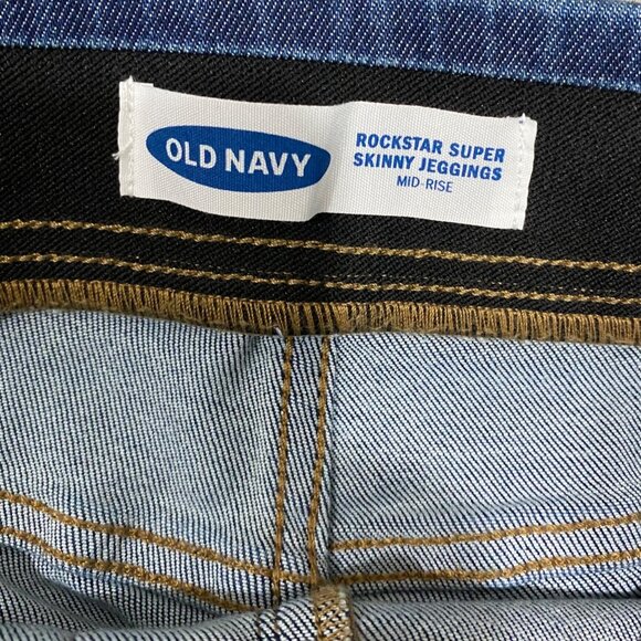 Old Navy Rockstar Super Skinny Jeggings Mid-Rise Size 10 Blue Denim Stretchy NWT - Picture 2 of 7